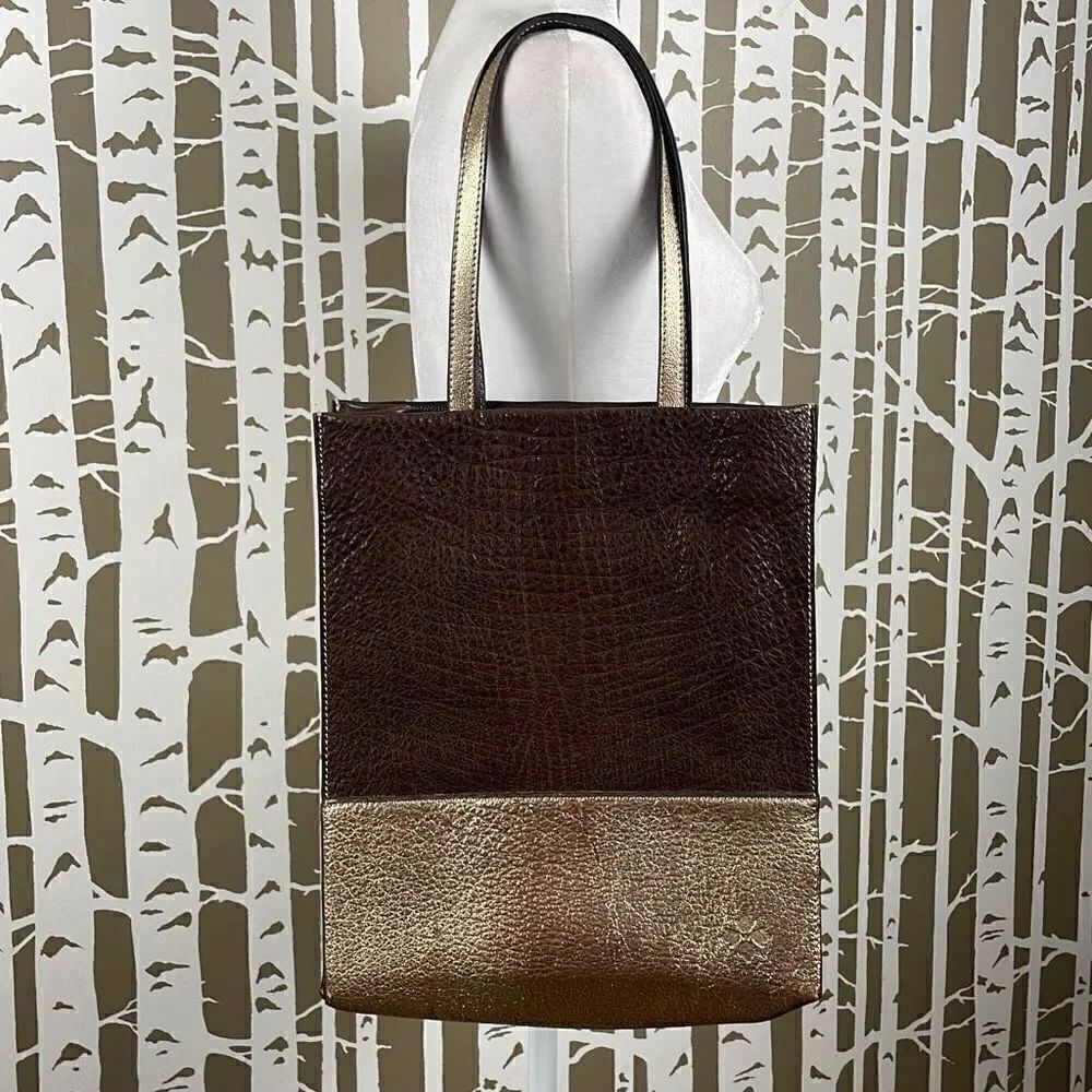 Patricia Nash Metallic Gold Color Block Tote Bag
